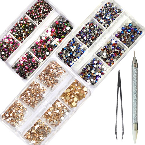 Hotfix nail art - art, rhinestones
